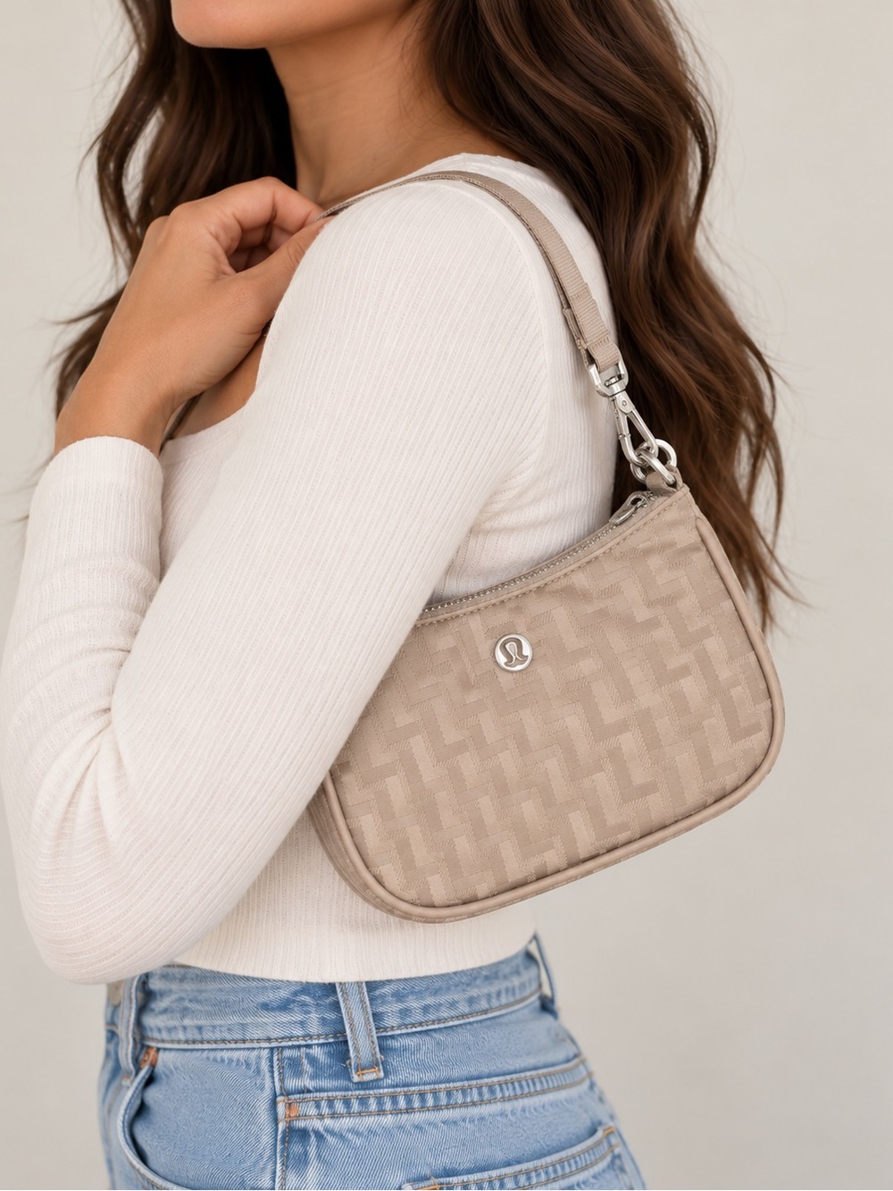 Lululemon City Essentials Mini Shoulder Bag Jacquard Beige BNWT